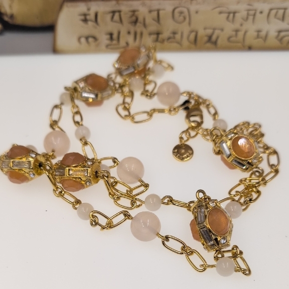 Talbots Gold and Orange Necklace with Vintage Charm - Picture 4 of 6